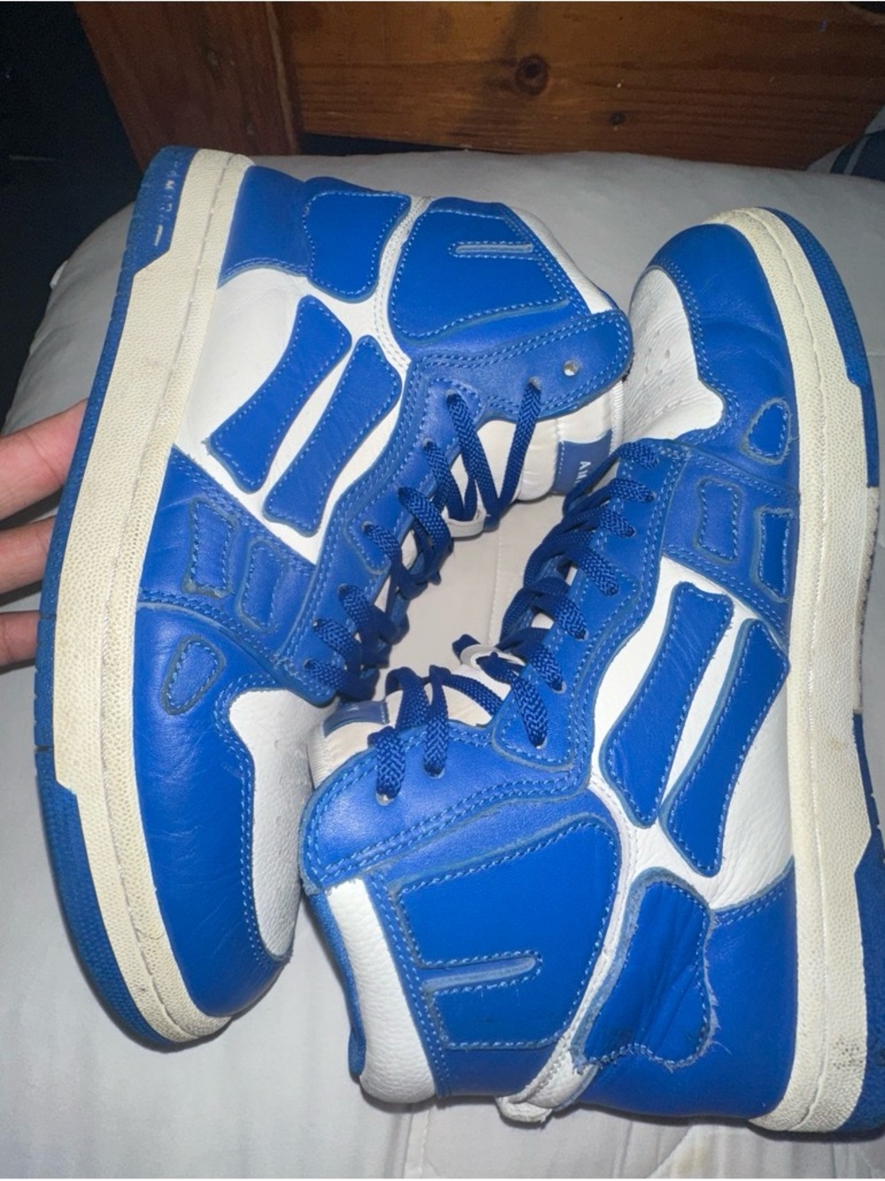 Amiri Skel-Top Sneakers in Royal Blue and White